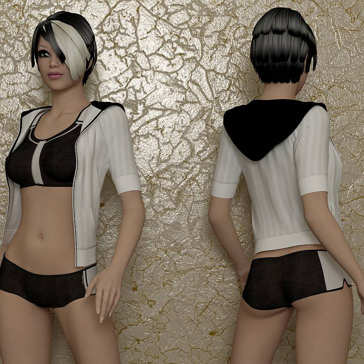 Girl in Black Underwear 3D Model Woman